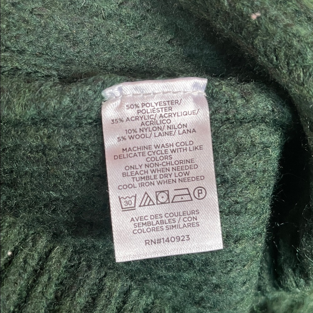 LOFT Forest Green V-Neck Cardigan w/Jeweled Star & Moon Buttons Size Large - Picture 11 of 11